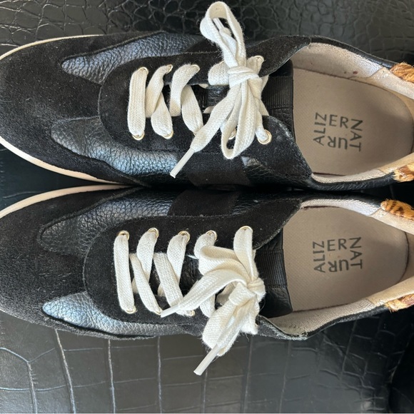 Naturalizer Black Leather and Leopard Print Sneakers - Picture 4 of 10